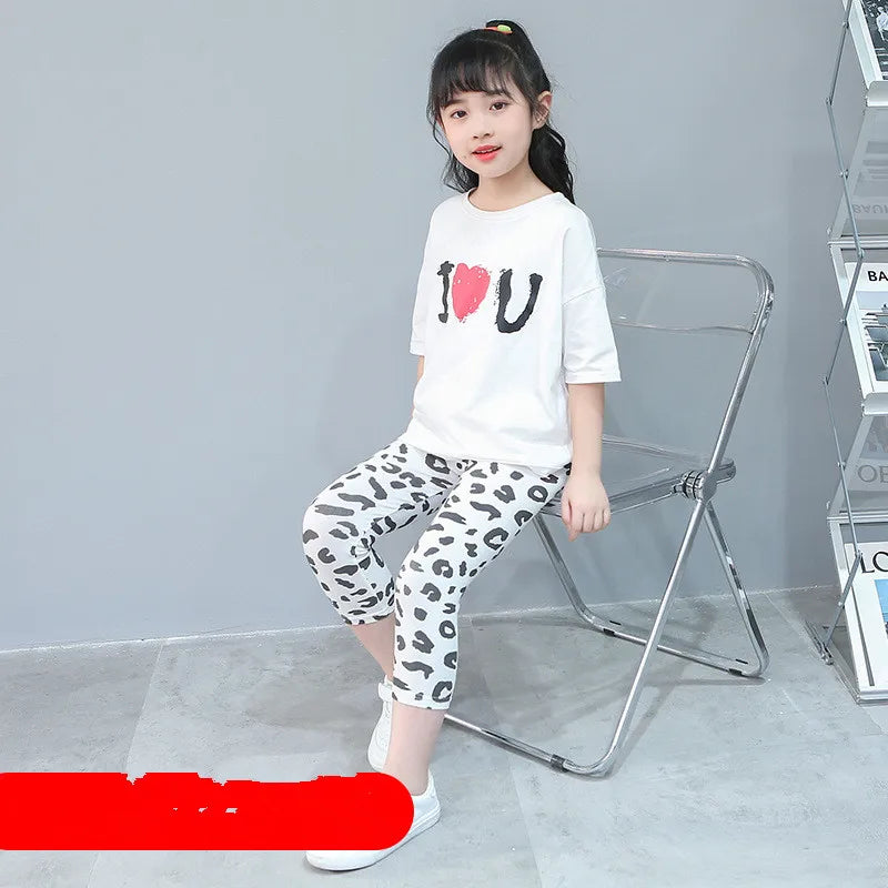 2 to 9 Years Girls Leggings Kids Outdoor Travel Clothes Pencil Pants Long Casual Floral Slim Leggings Teenage Children Trousers