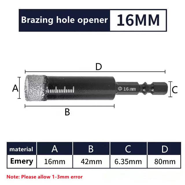 5-16mm Hexagonal Shank Brazed Dry Ceramic Tile Drill Bit Marble Granite Vitrified Tile Hole Opener Diamond Drill Bit