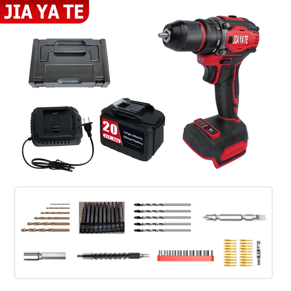 110V/220V 16.8V 21V Brushless Cordless Drill Rechargeable Electric Screwdriver Impact 80NM 2 Gear Speed Tool For Makita Battery