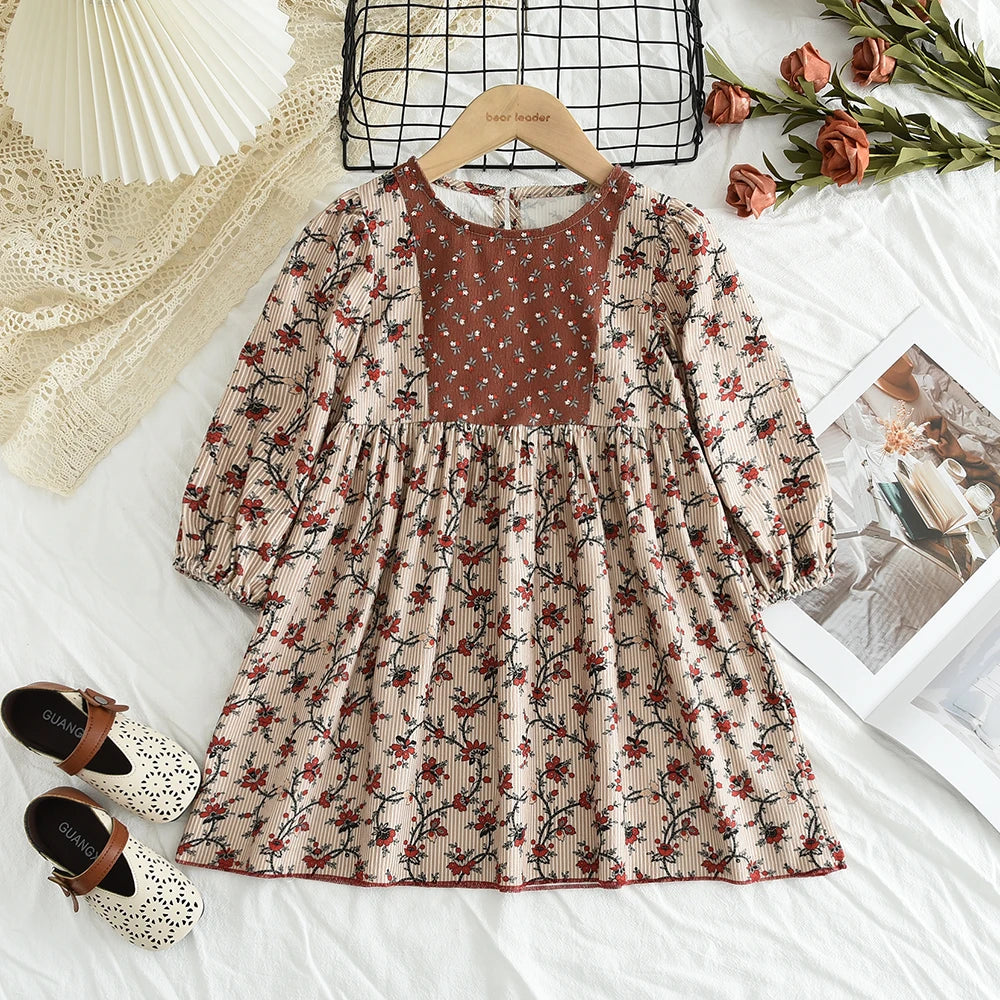 Bear Leader New Autumn Girls Dress Spring Kids Princess Dress Casual Floral Costumes Children Clothing Flowers Dresses 2-8 Years