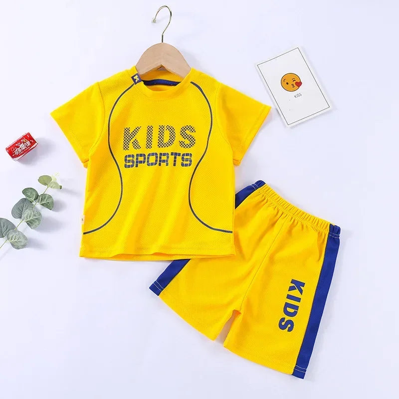 Boys Girls Sports Basketball Clothes Jersey Suit Summer Children Football T Shirts Shorts 2pcs Sets Breathable Sportswear 1-14Y