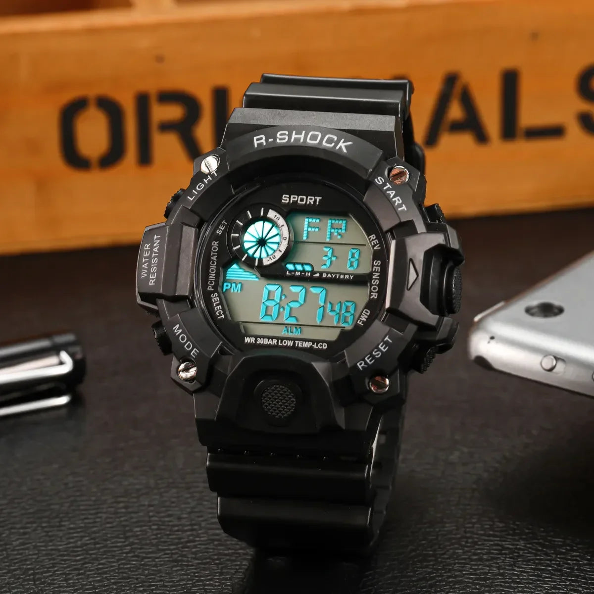 YIKAZE Men's Military Digital Watch Outdoor Men Sports Watch Waterproof Luminous Chronograph Clock Student Electronic Wristwatch