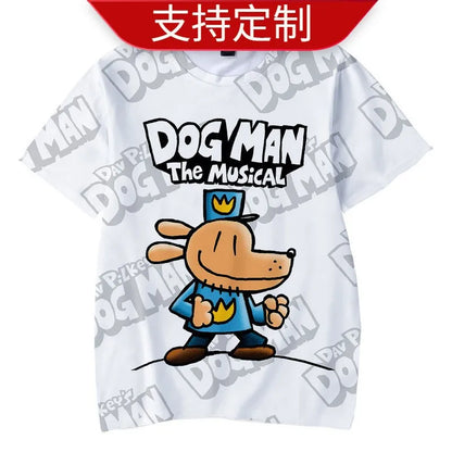 Dog Man Cute T-shirt Kids Anime 3D Printing Tees Boy Girl Summer Short Sleeve Outdoor Sport Tops Children Clothes Gift Hot Sales