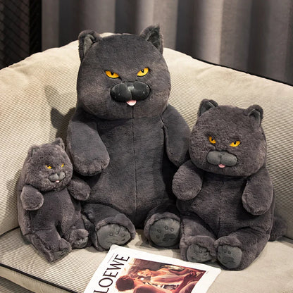 Fat Cat Plush Stuffed Animals Toy Lifelike Black Cat Toy for Boys and Girls Xmas Birthday Gift