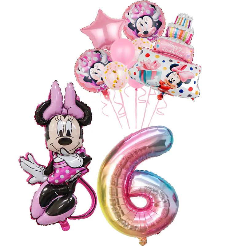 Minnie Mouse Birthday Party Decorations Tableware Set Birthday Decorations Full Set Pink Balloons Banner Candy Box Kids Favors