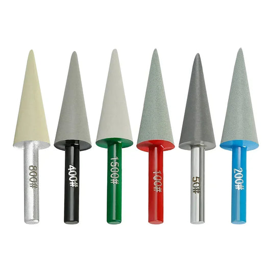 1pc Resin Diamond Grinding Head Conical Cone Burring Bit 6mm Shank Polishing Head 50-150 Grit For Stone Carving Rotary Tool