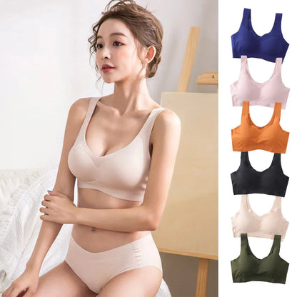 Women Ladies Seamless Wireless Bras Padded Bralette Yoga Running Sports Crop Tops Vest With Chest Pad