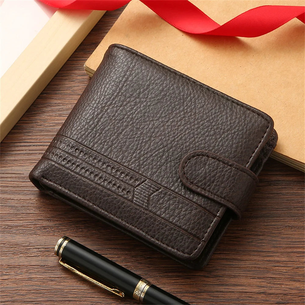 New Men Short Bifold PU Leather Male Hasp Wallet Credit ID Card Holder Men's Wallet Billfold Purse Clutch Men's Purses Money Bag