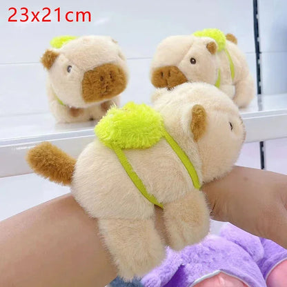 Lovely Capybara Animal Slap Snap Wrap Wristband Bracelet Plush Stuffed Animal Kawaii Capybara Hand Ring Wristband Kid Funny Toys