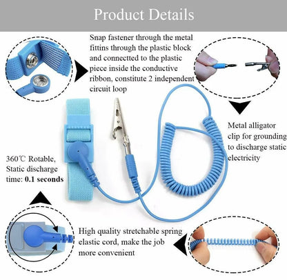 Antistatic Anti Static ESD Wristband Wrist Strap Cordless Wireless Clip Discharge Cables For Electronics Repair Work Tools