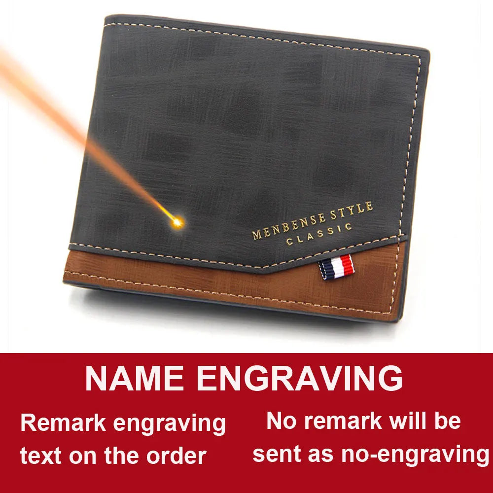 Free Name Engraving Men Wallets Slim Coin Pocket Photo Holder New Short Small Male Wallet Card Holder Frosted Leather Men Purses