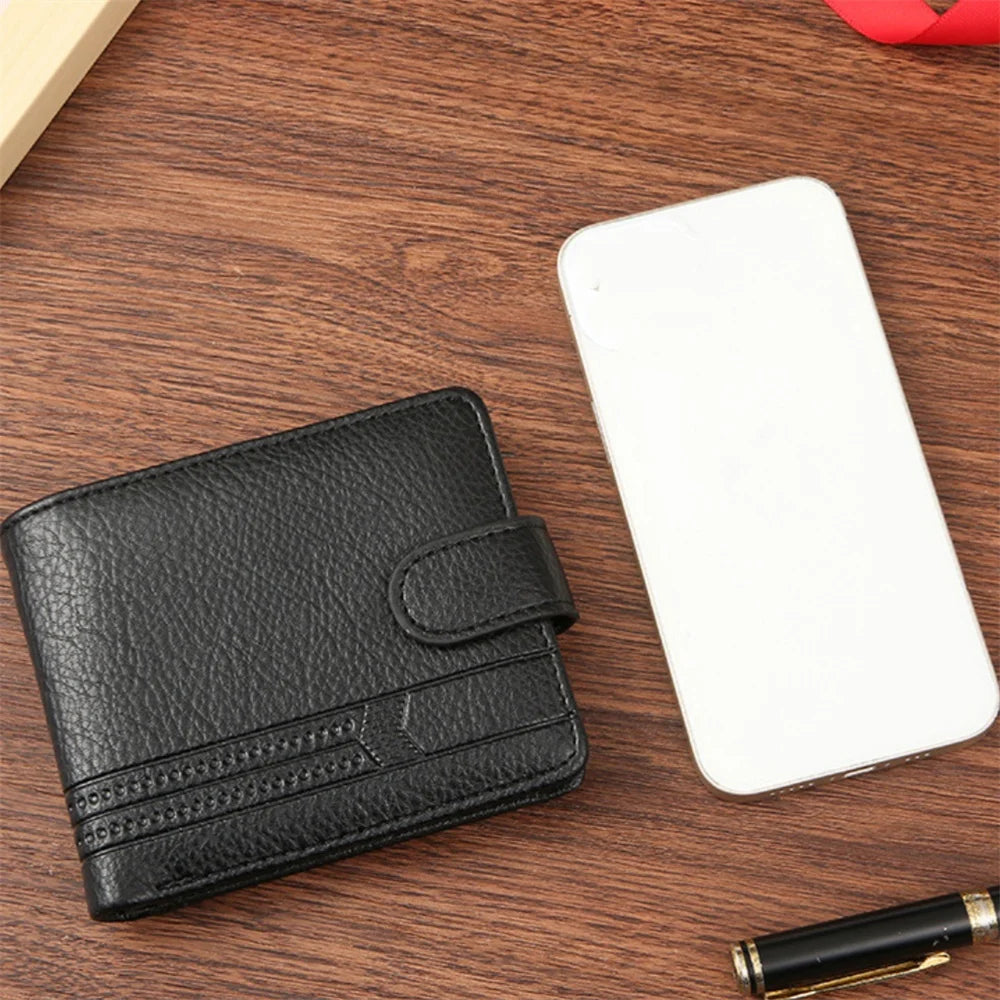 New Men Short Bifold PU Leather Male Hasp Wallet Credit ID Card Holder Men's Wallet Billfold Purse Clutch Men's Purses Money Bag