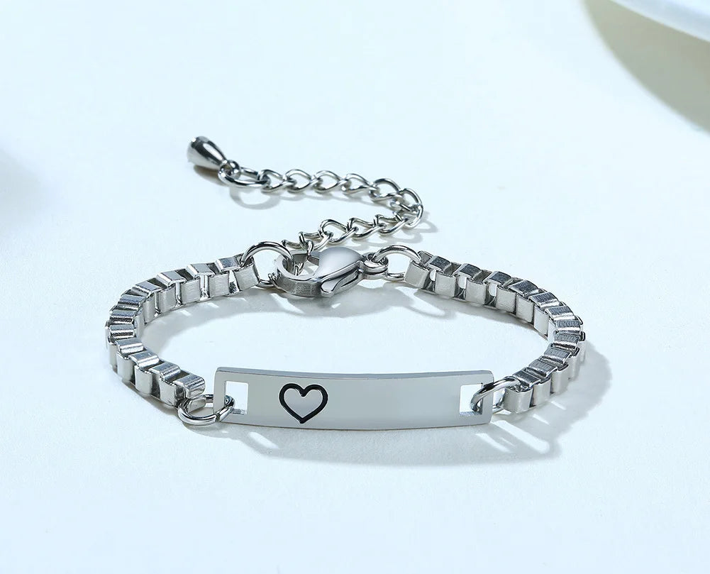 Adjustable Length Kids Man Women Baby ID Bracelets Stainless Steel Jewelry Girl Boy Children Anti Lost Jewelry Custom Name Phone