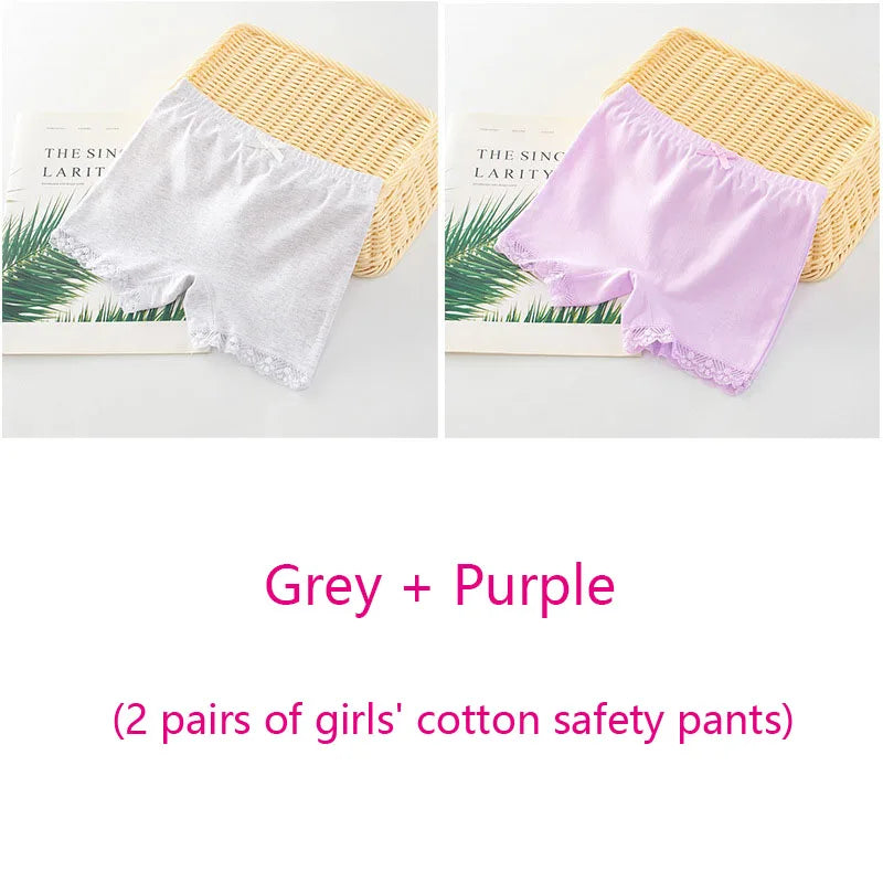 Girls Safety Panties Kids Cotton Children Underwear Children's Briefs Cartoon Beach Short Solid color For 2-11 Years Old 2pcs