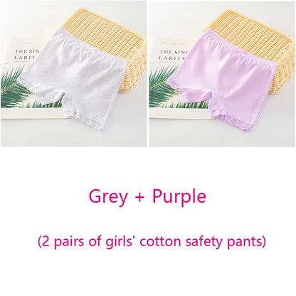 Girls Safety Panties Kids Cotton Children Underwear Children's Briefs Cartoon Beach Short Solid color For 2-11 Years Old 2pcs