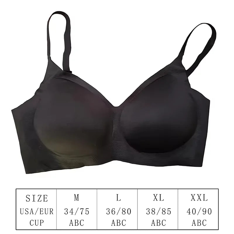 New Seamless Women Underwear One Piece Beautiful Back Fixed Cup Bra No Steel Ring Sports Bra Breathable Adjustable Pure Color