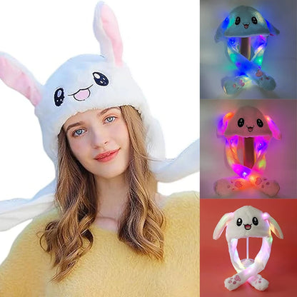 Rabbit Ears Hat Funny Gift For Kids Boys Girls Cute Rabbit Hat With Moving Ears Cute Bunny Hat Funny Kids Winter Toy Warm Cap