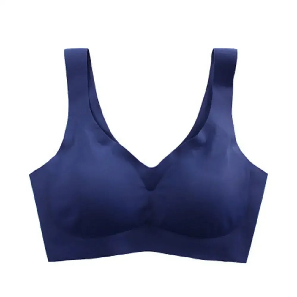 Women Seamless Ice Silk Bra Breathable Push Up Yoga Vest Bras Removable Chest Pad Lifting Bralette Underwear No Steel Ring