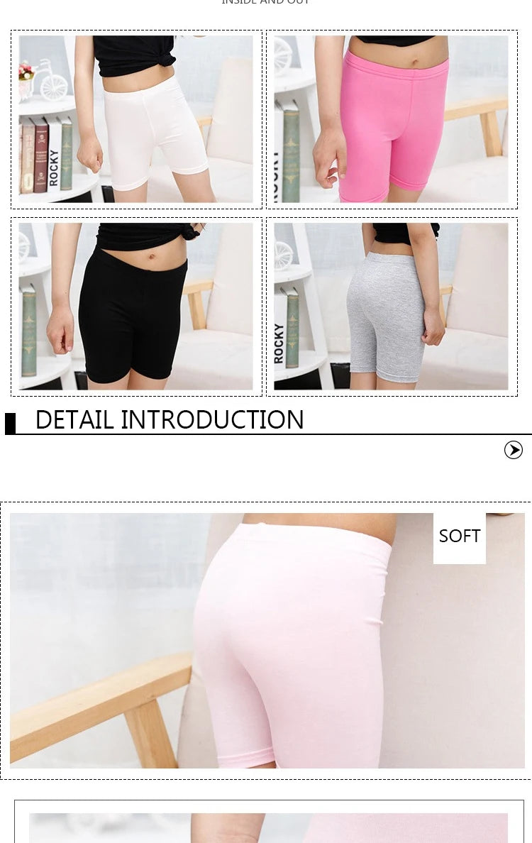 4pcs Girls Safety Pants Modal Dance Leggings Shorts 2024 Soft Candy Color Panties Girls Underwear Short tights Aged 3-12 Years