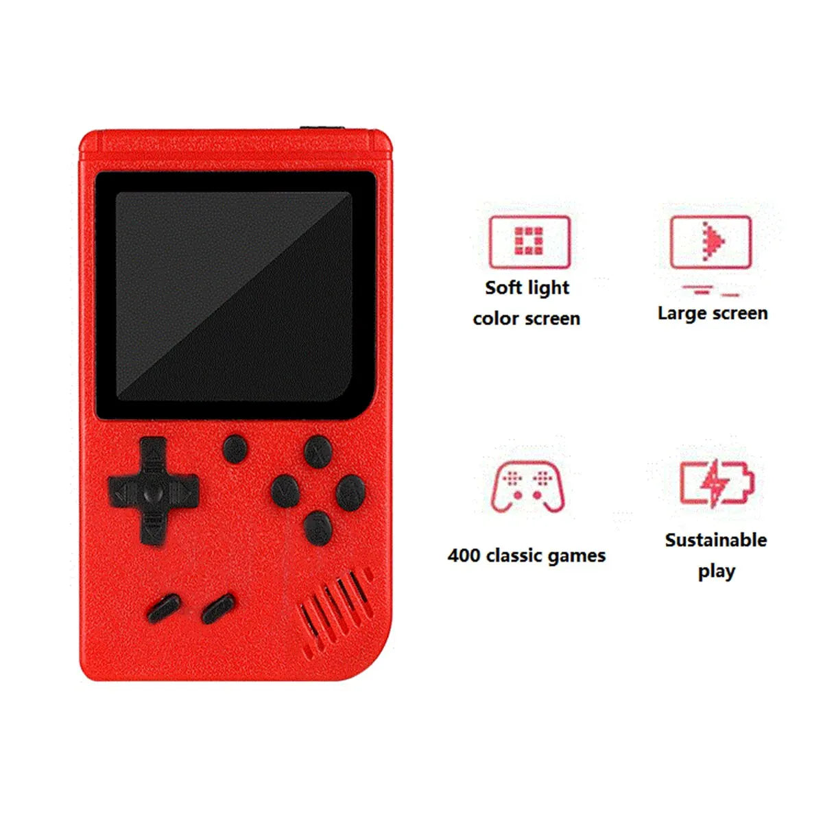 A Red Retro Classic Games Children's Handheld Small Game Console With Hundreds Of Game Charging Can Be Connected To The TV