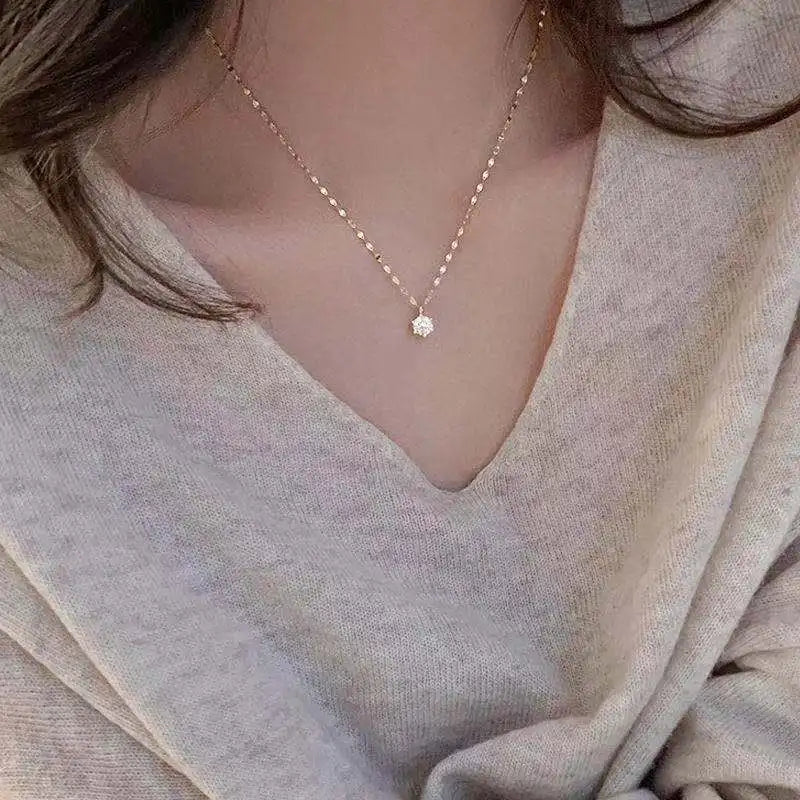 Sterling Silver Color Zircon Crystal Pearl Pendant Choker Necklace Transparent Fishing Line 2024 Fine Jewelry For Women Girls