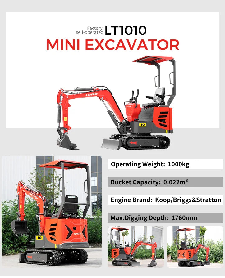 Fast Delivery Multi-function Mini Excavator 1 Ton Kubota Engine Digger Small Crawler Farm Excavators 2 Ton 3 Ton Home Customized