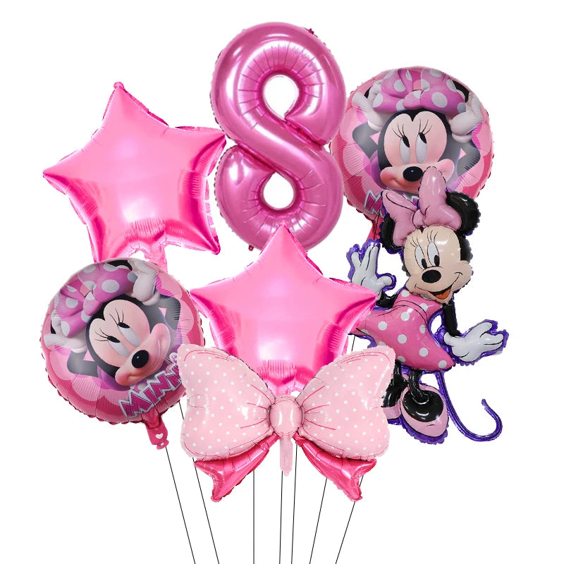 Minnie Mouse Birthday Party Decorations Tableware Set Birthday Decorations Full Set Pink Balloons Banner Candy Box Kids Favors