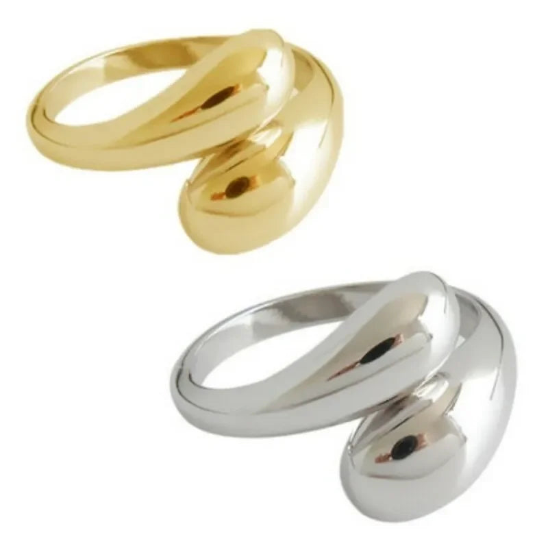 Gold Silver Color High-quality Smooth Geometric Irregular Hollow Opening Rings For Women Fashion Birthday Party Jewelry