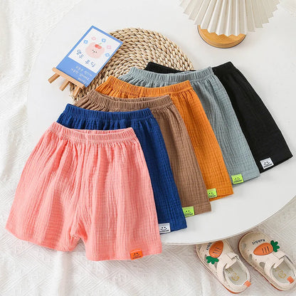 Fashion Shorts Boy Solid Color Children's Clothing Girls Pants Cotton Linen Bread Baby Short bottom Infant korea style 0-8Y DS19