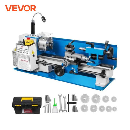 VEVOR Metal Lathe 7x14 / 7x12 inch Precision Bench Top 550W Variable Speed 50-2500 / 0- 2250 RPM Nylon Gear with A Movable Lamp