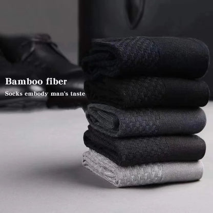 5pairs/Men's High Quality Bamboo Fiber Socks Men's Sweat Absorbent Breathable Medium Tube Socks Business Casual Large Size 38-45